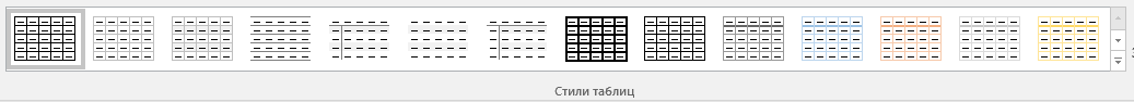 стили таблиц в Word