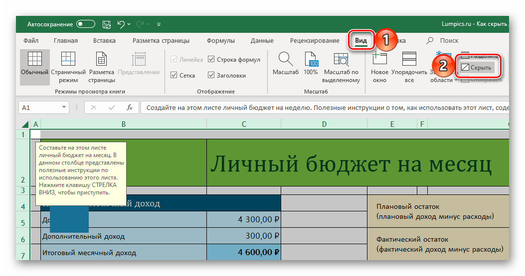 Скрыть всю книгу в программе Microsoft Excel