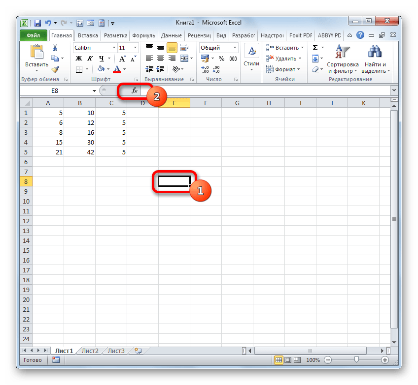 Переход в Мастер функций в Microsoft Excel