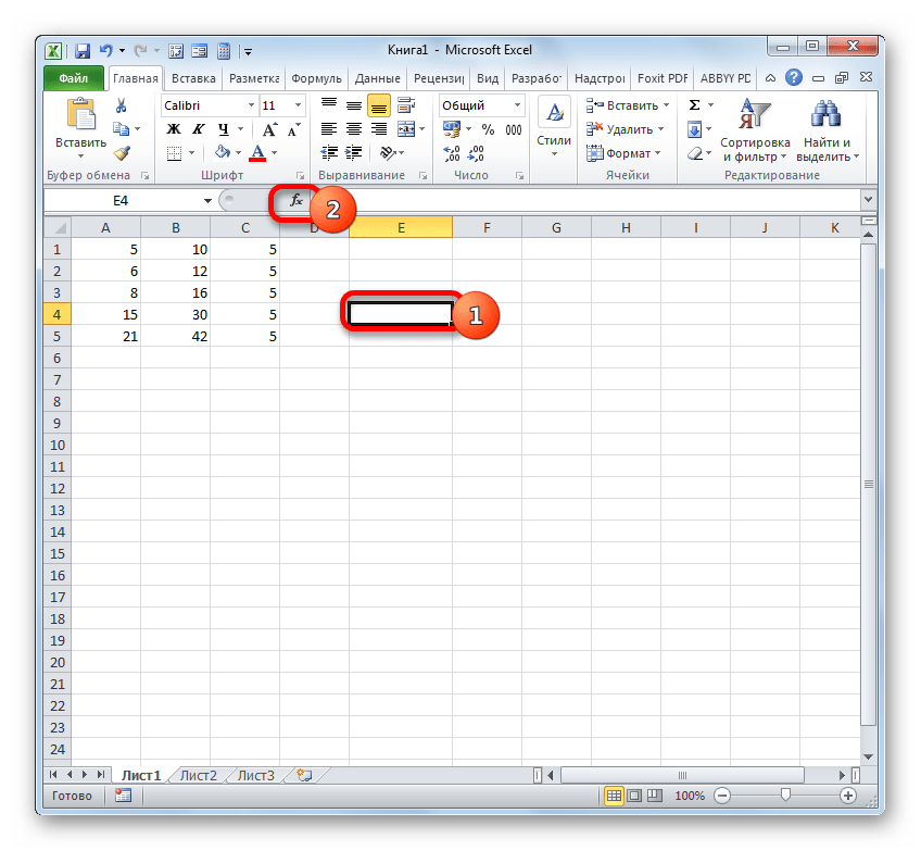 Переход в Мастер функций в программе Microsoft Excel