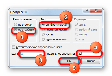 Окно Прогрессия в Microsoft Excel