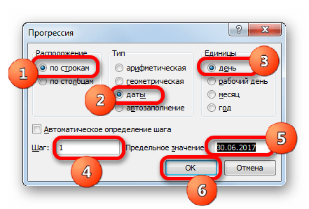 Окно Прогрессия в Microsoft Excel