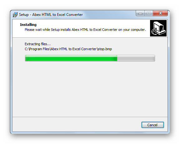 Процедура установки программы Abex HTML to Excel Converter