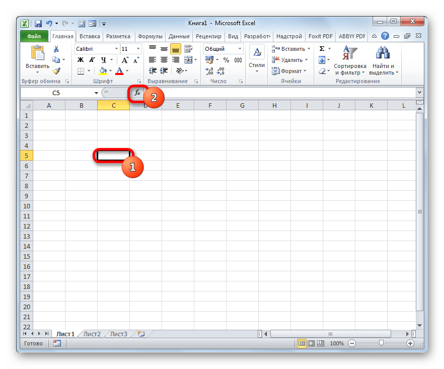 Переход в Мастер функций в Microsoft Excel