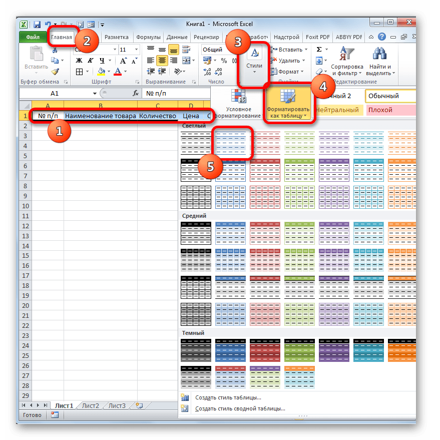 Создание умной таблицы в Microsoft Excel