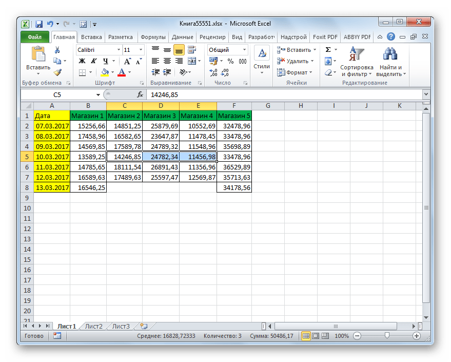 Горизонтальная группа ячеек удалена через кнопку на ленте в Microsoft Excel