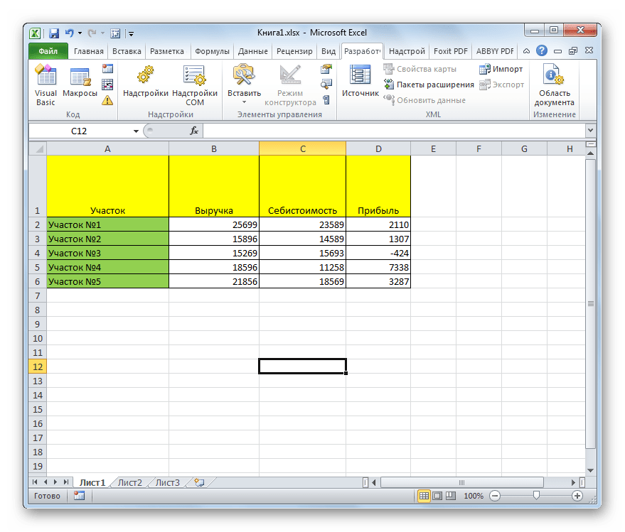 Таблица Excel открыта в Microsoft Excel