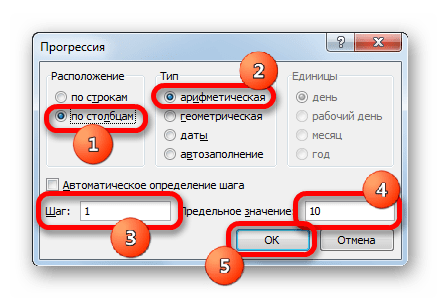 Окно прогрессии в Microsoft Excel