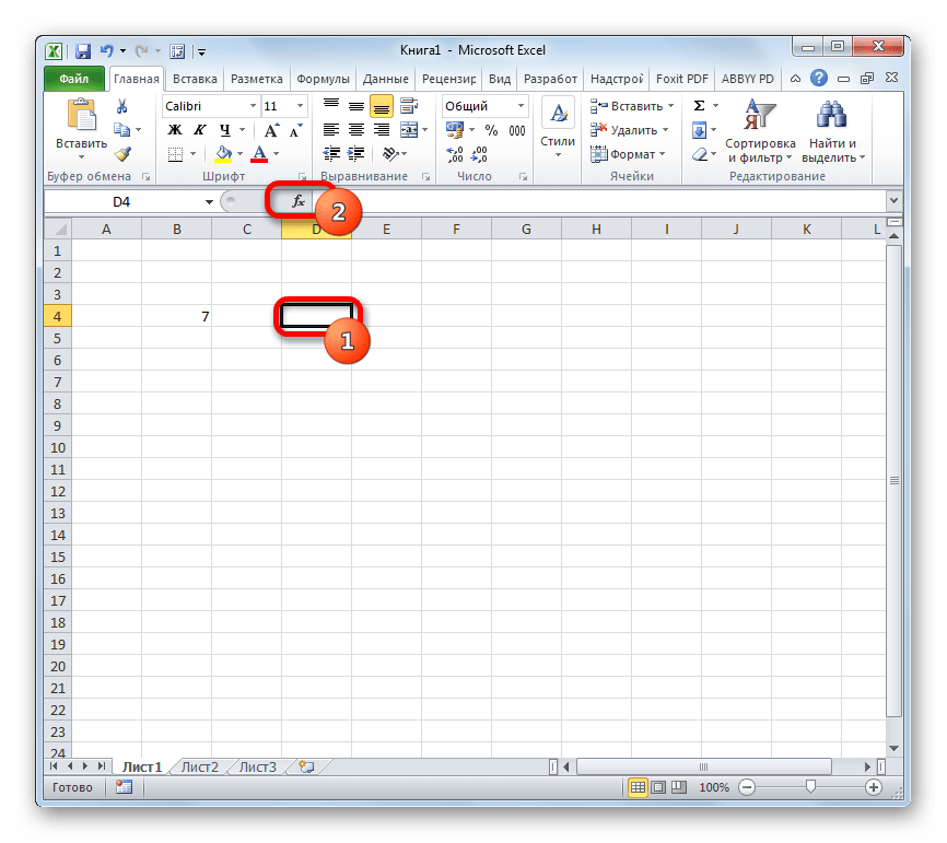 Переход в Мастер функций в Microsoft Excel