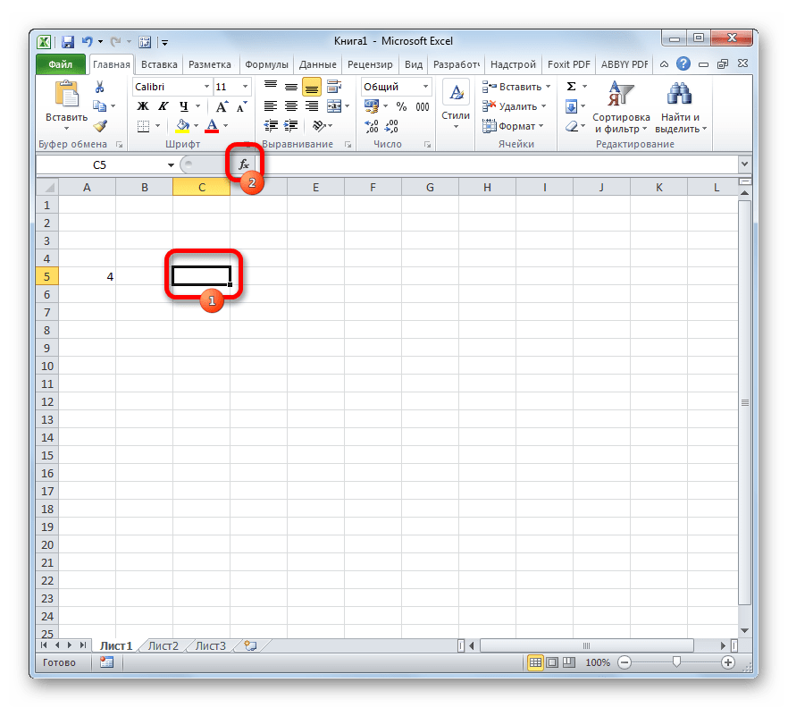 Переход в мастер функций в Microsoft Excel