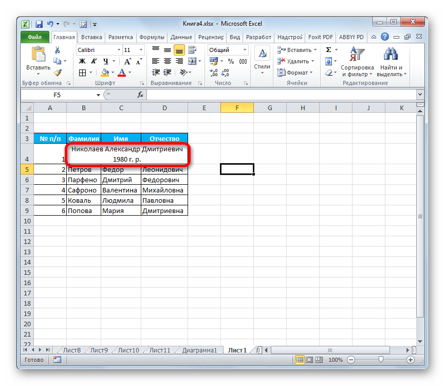 Выравнивание произведено в Microsoft Excel