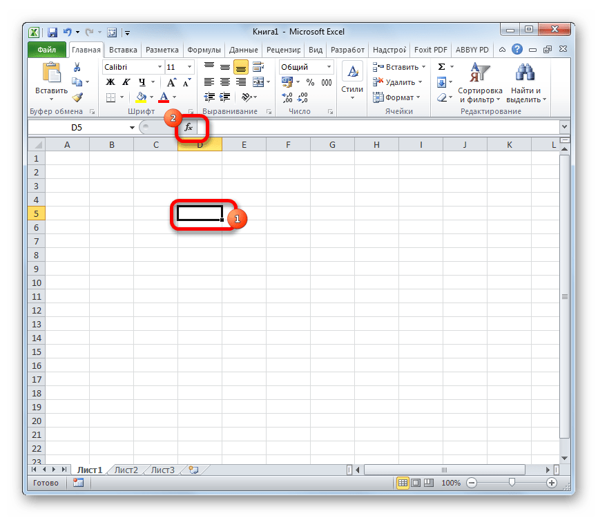 Переход в Мастер функций в Microsoft Excel