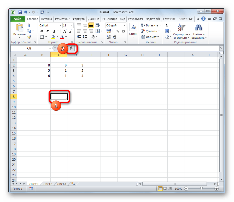 Переход в мастер функций в Microsoft Excel