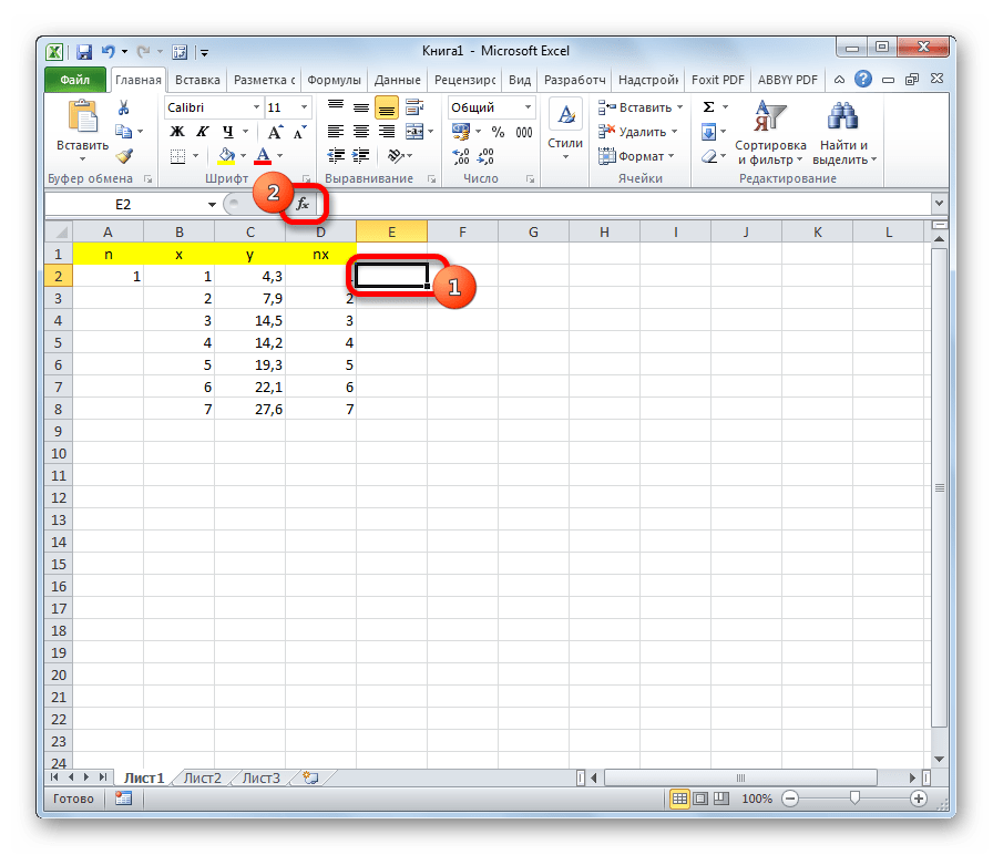 Переход в мастер функций в Microsoft Excel