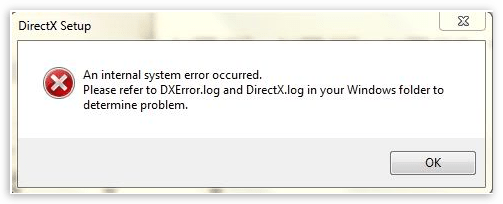 DirectX Setup Error An Internal Error Occurred