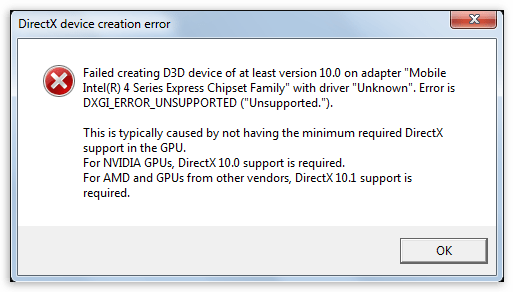 Ошибка DirectX device creation error в играх Battlefield 3 и Need for speed The Run