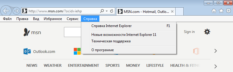 IE. Просмотр версии