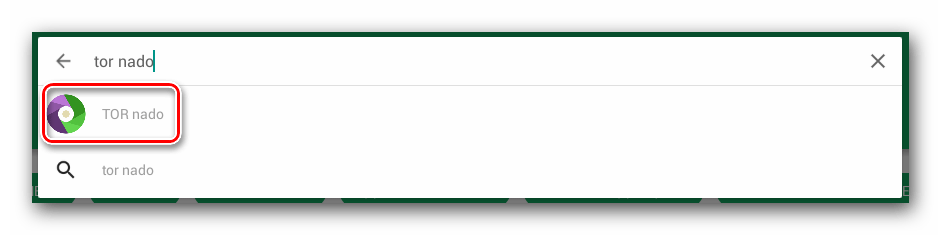 Переходим на страницу приложения TOR nado в Play Маркет