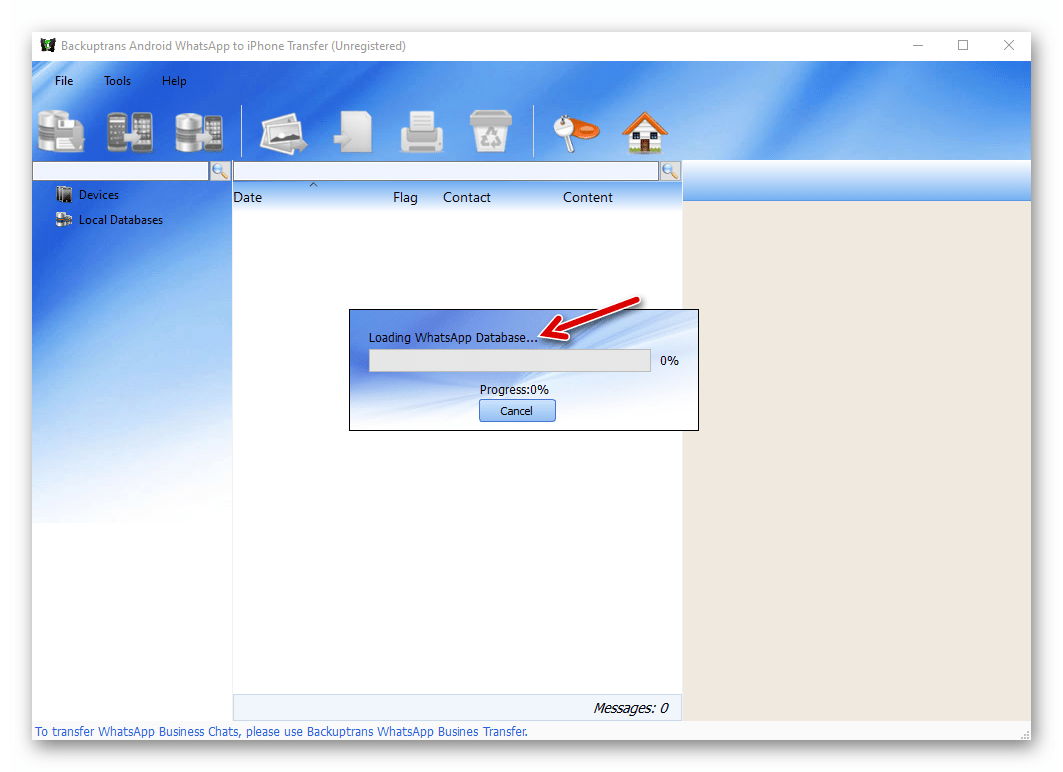 Backuptrans WhatsApp Transfer копирование базы данных из мессенджера с Android-смартфона на ПК