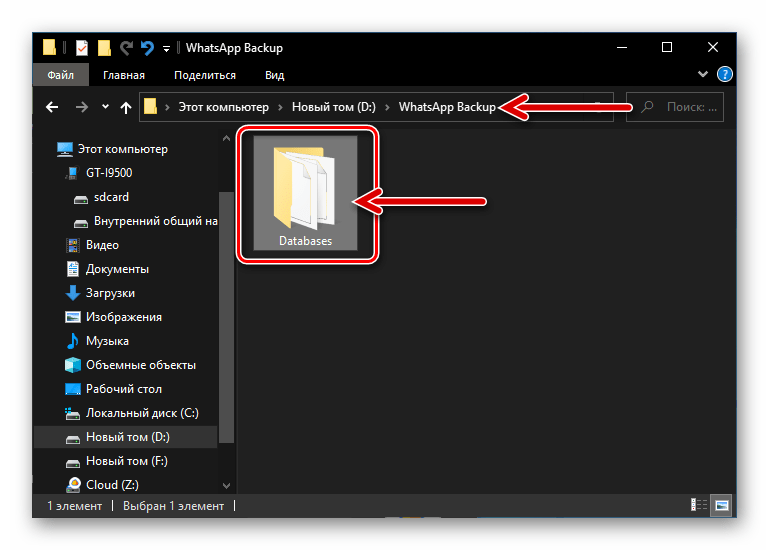 WhatsApp для Android - папка с локальным бэкапом скопирована на диск ПК