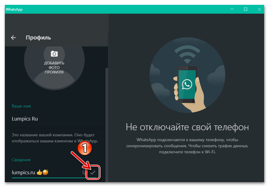 WhatsApp для Windows сохранение текстового статуса в мессенджере, через настройки программы