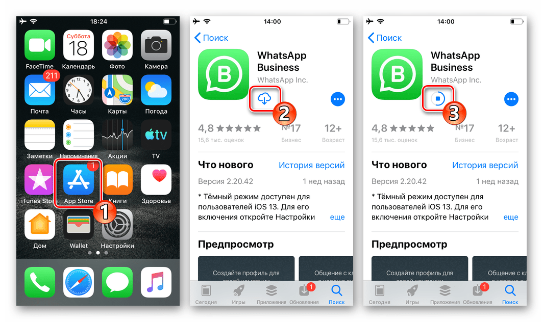 WhatsApp Business для iOS установка программы из Apple App Store