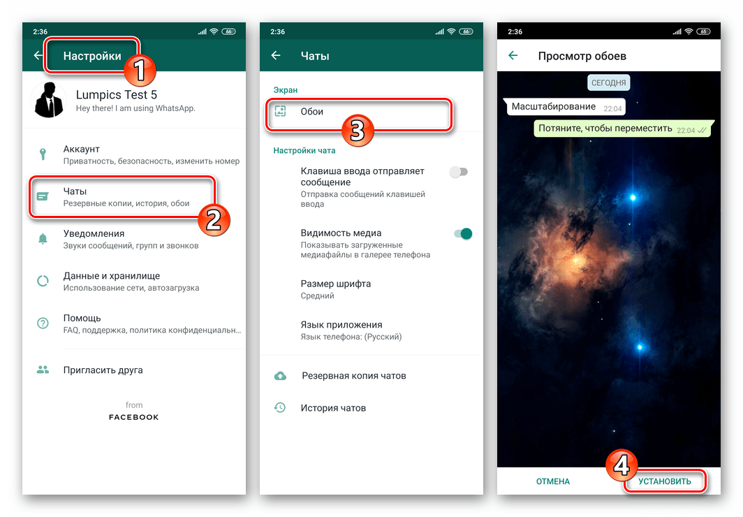 Как поменять фон чатов в мессенджере WhatsApp для Android