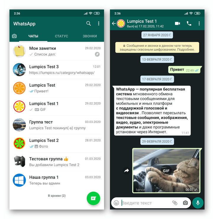 WhatsApp для Android - мессенджер, а также чаты и их содержимое восстановлены на устройстве