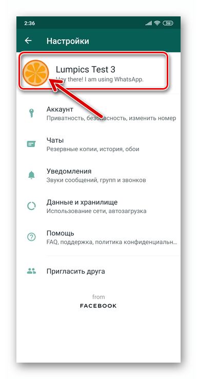 WhatsApp для Android Имя пользователя, фото и статус в Настройках приложения мессенджера