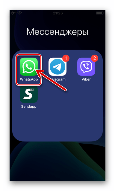 WhatsApp для iPhone запуск мессенджера для остуществления видеозвонка другому его участнику