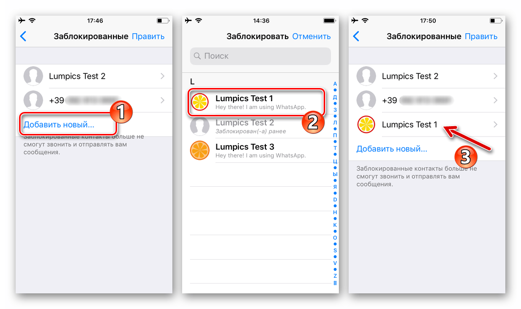 Whats App для iPhone как добавить контакт в черный список из настроек мессенджера