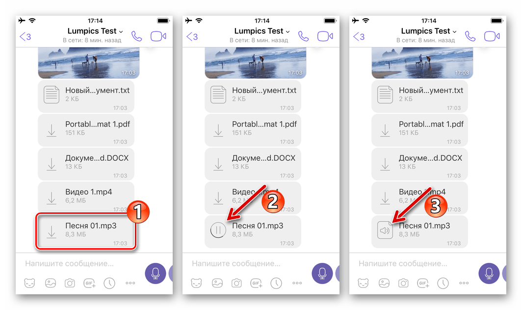 Viber для iOS - скачивание файла из мессенджера в память iPhone
