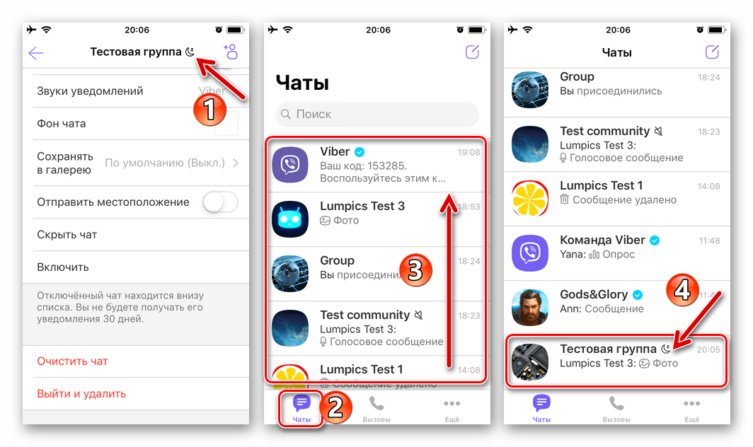 Viber для iOS доступ к группе или сообществу в деактивированными уведомлениями