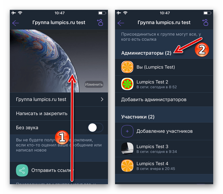 Viber для iPhone список администраторов группового чата
