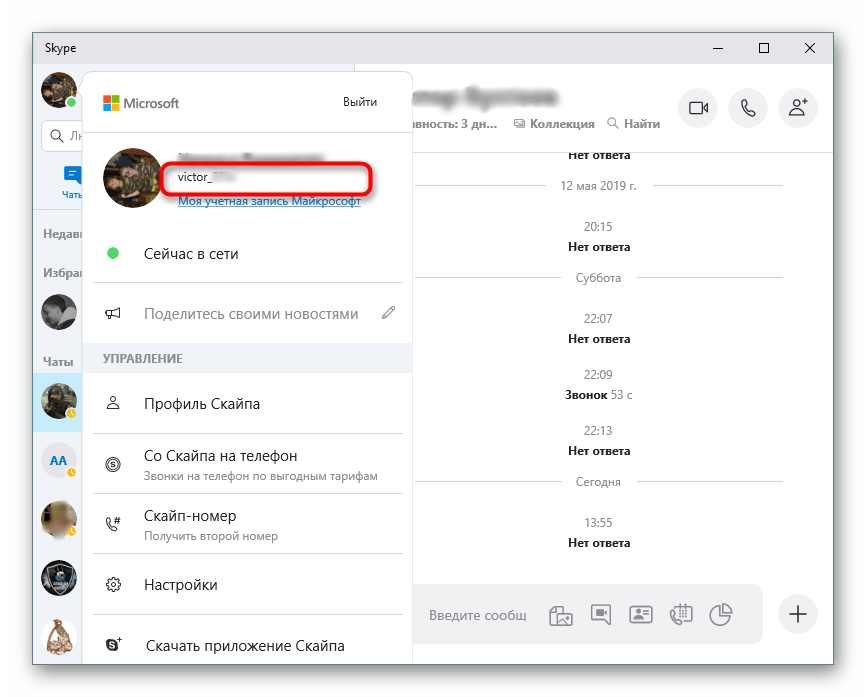 Определение личного логина в программе Skype