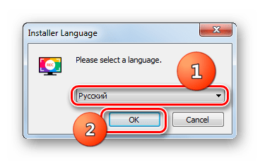 Окно выбора языка в Мастере установки программы Movavi Screen Recorder