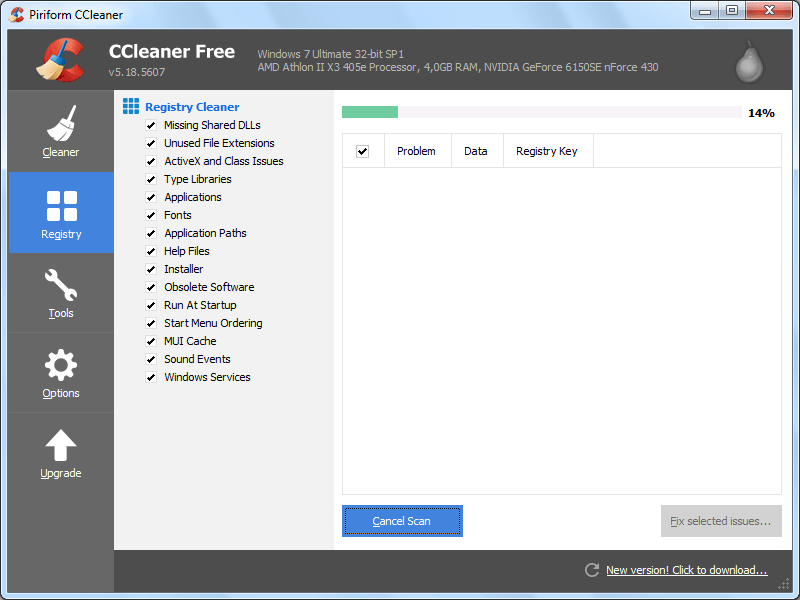 Санирование реесира CCleaner