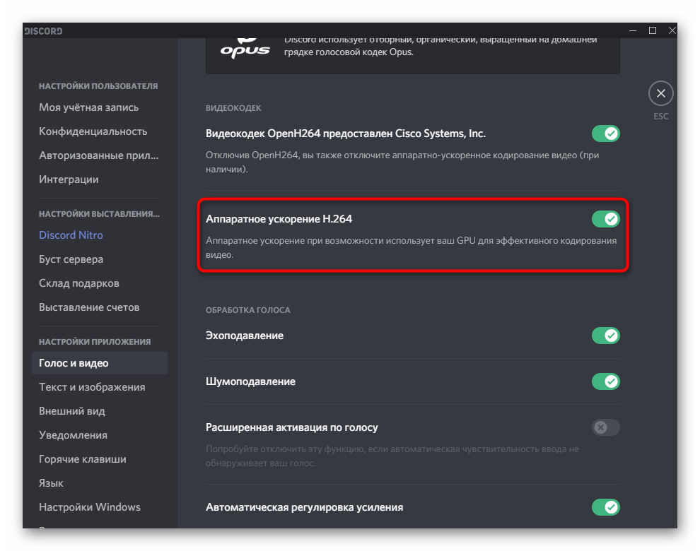 Отключение аппаратного ускорения для решения проблемы с отображением оверлея в Discord на компьютере