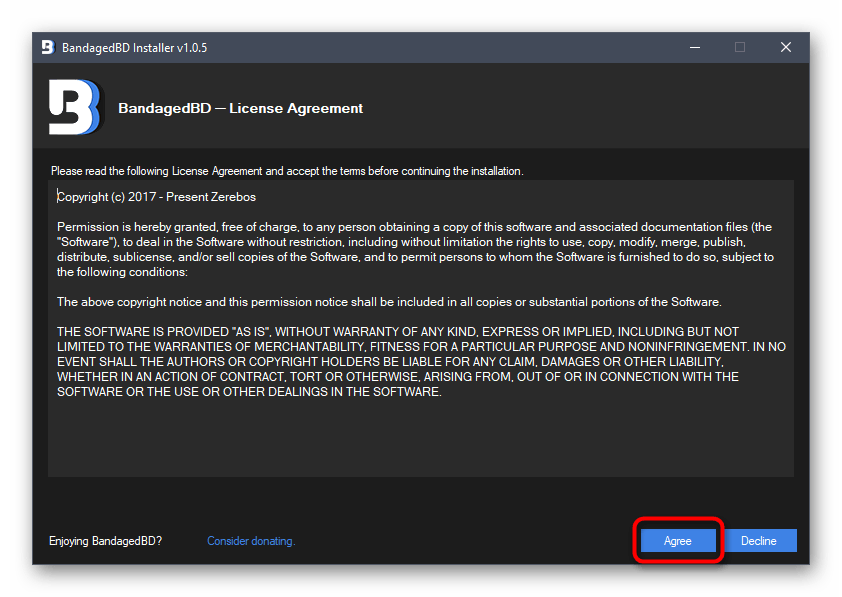 Подтверждение лицензионного соглашения для установки BetterDiscord при настройке анимированного статуса в Дискорде