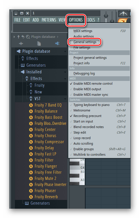 Основные настройки FL Studio