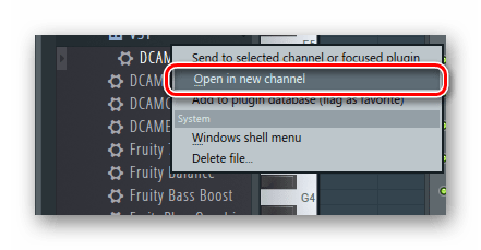 Добавление плагина в новый канал FL Studio