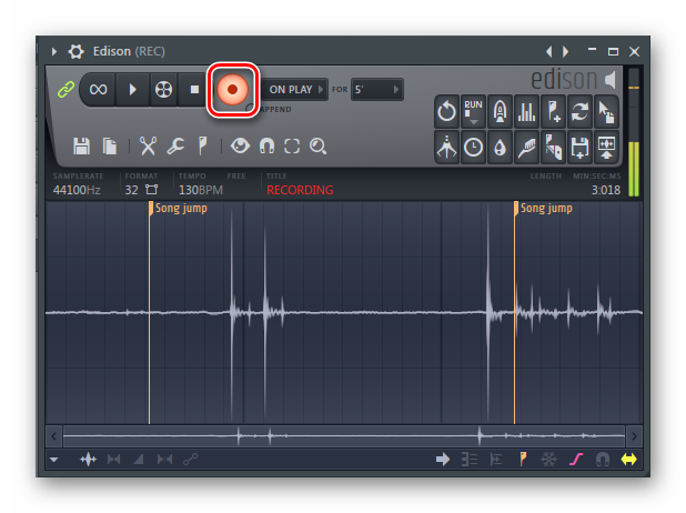 Включение записи через Эдисон FL Studio