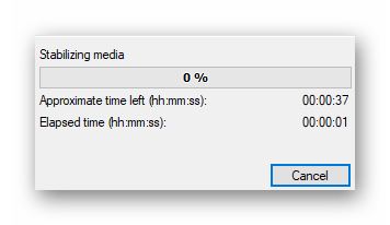 Ожидание завершения процесса стабилизации в Sony Vegas Pro